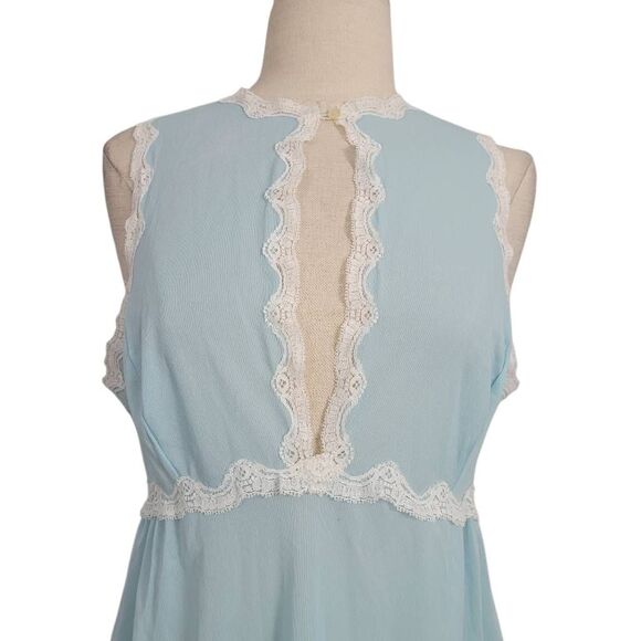 Vintage Van Raalte Pastel Blue Nylon Full Slip Dress Sz 36 Lace Trim Coquette - Picture 2 of 9